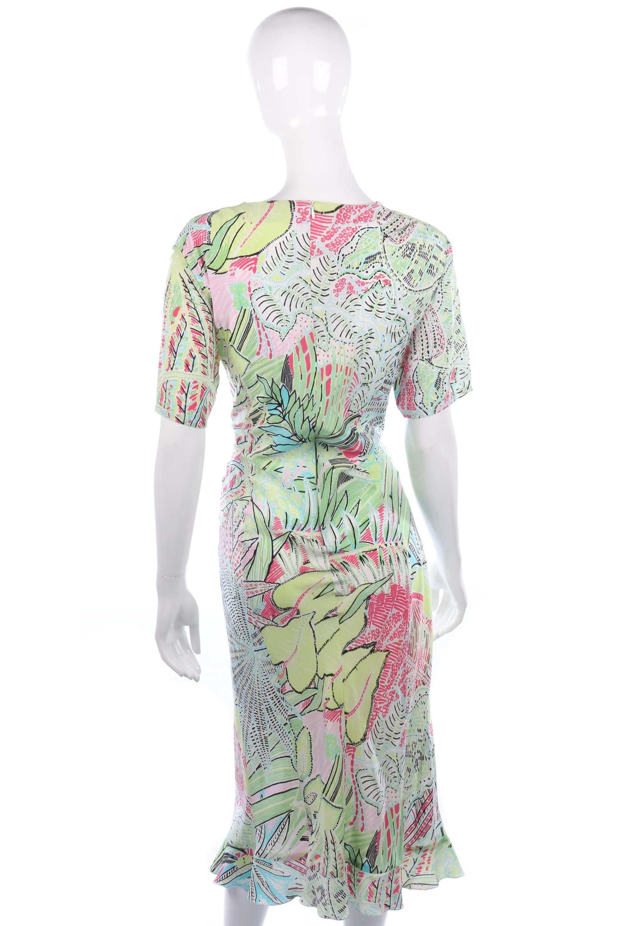 Jobis 100% silk tropical print dress size 40. UK 12