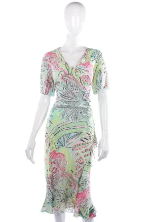 Jobis 100% silk tropical print dress size 40. UK 12