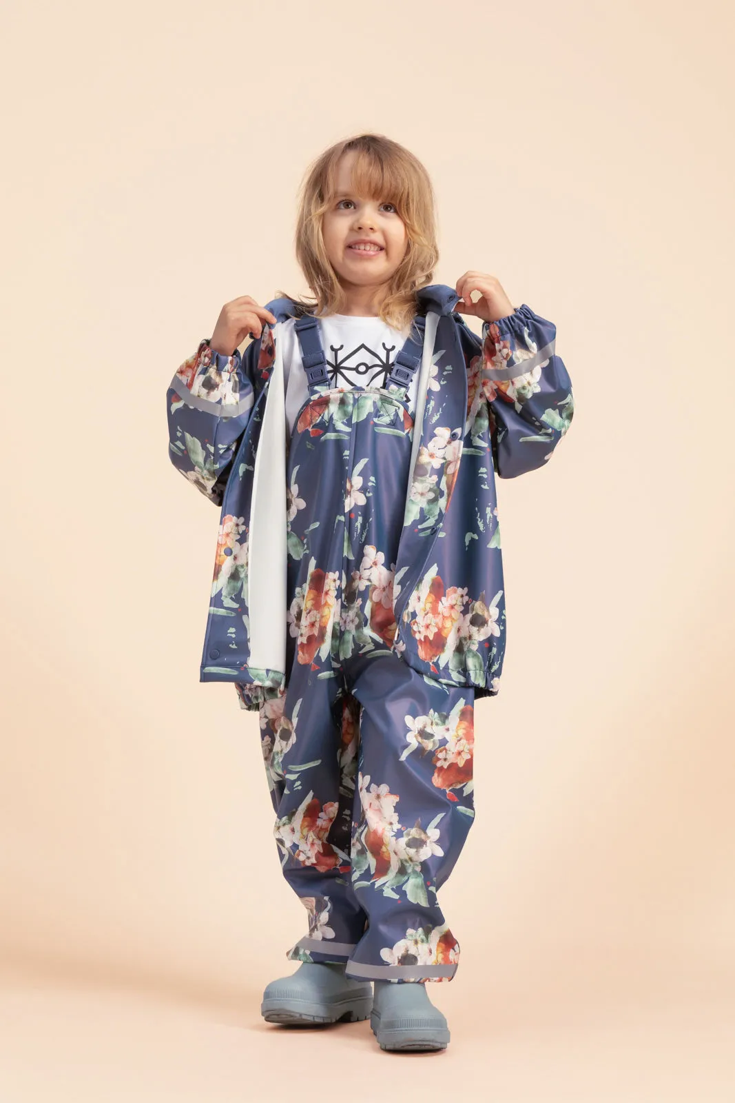 Kids' Rain Overalls Blue Blossom