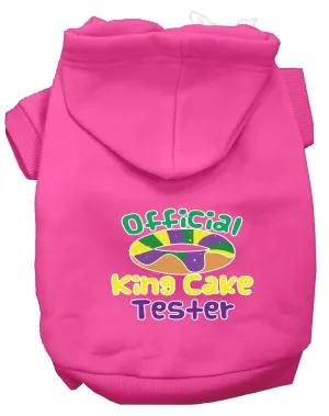 King Cake Taster Screen Print Mardi Gras Dog Hoodie Bright Pink Xxxl