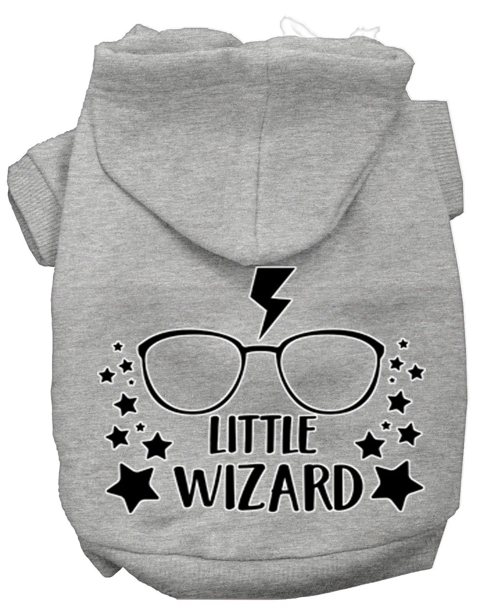 Little Wizard Screen Print Dog Hoodie Grey M