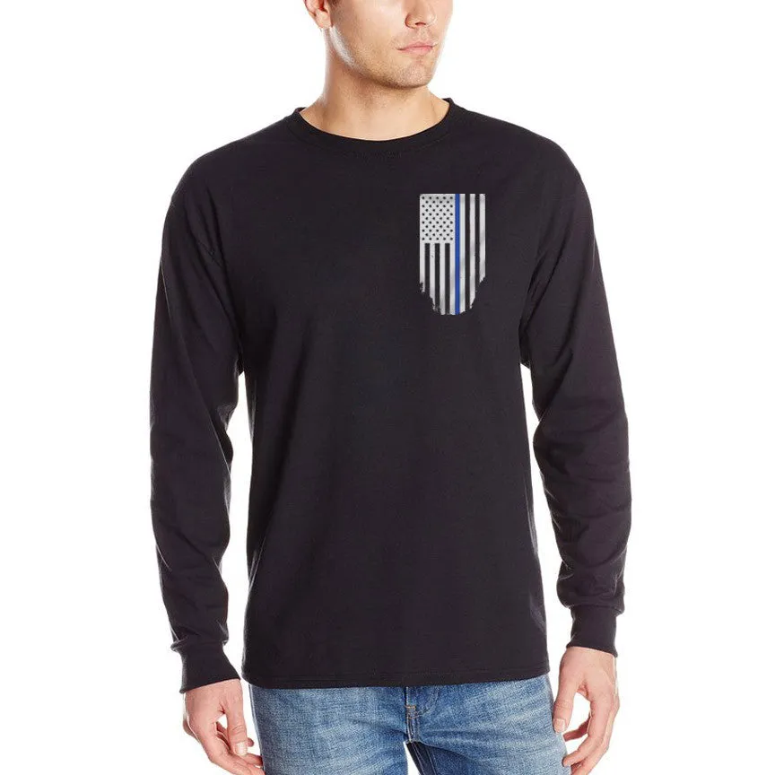 Long Sleeve T-Shirt - Thin Blue Line Flag