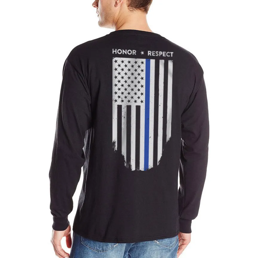 Long Sleeve T-Shirt - Thin Blue Line Flag