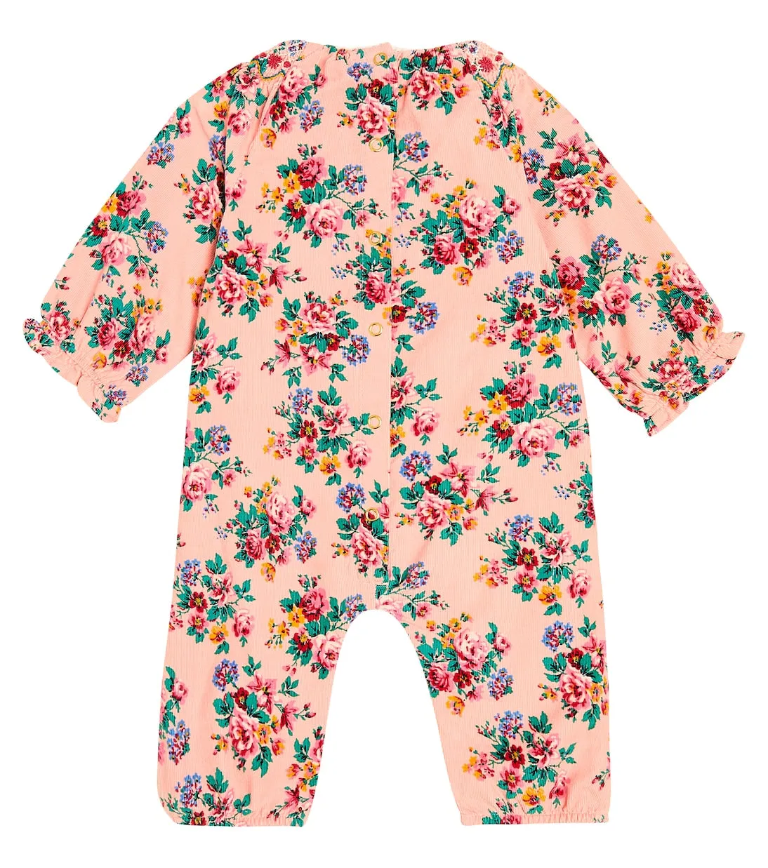 Louise Misha corduroy baby lounisa jumpsuit with floral print, pink