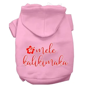 Mele Kalikimaka Screen Print Dog Hoodie Light Pink Xxl