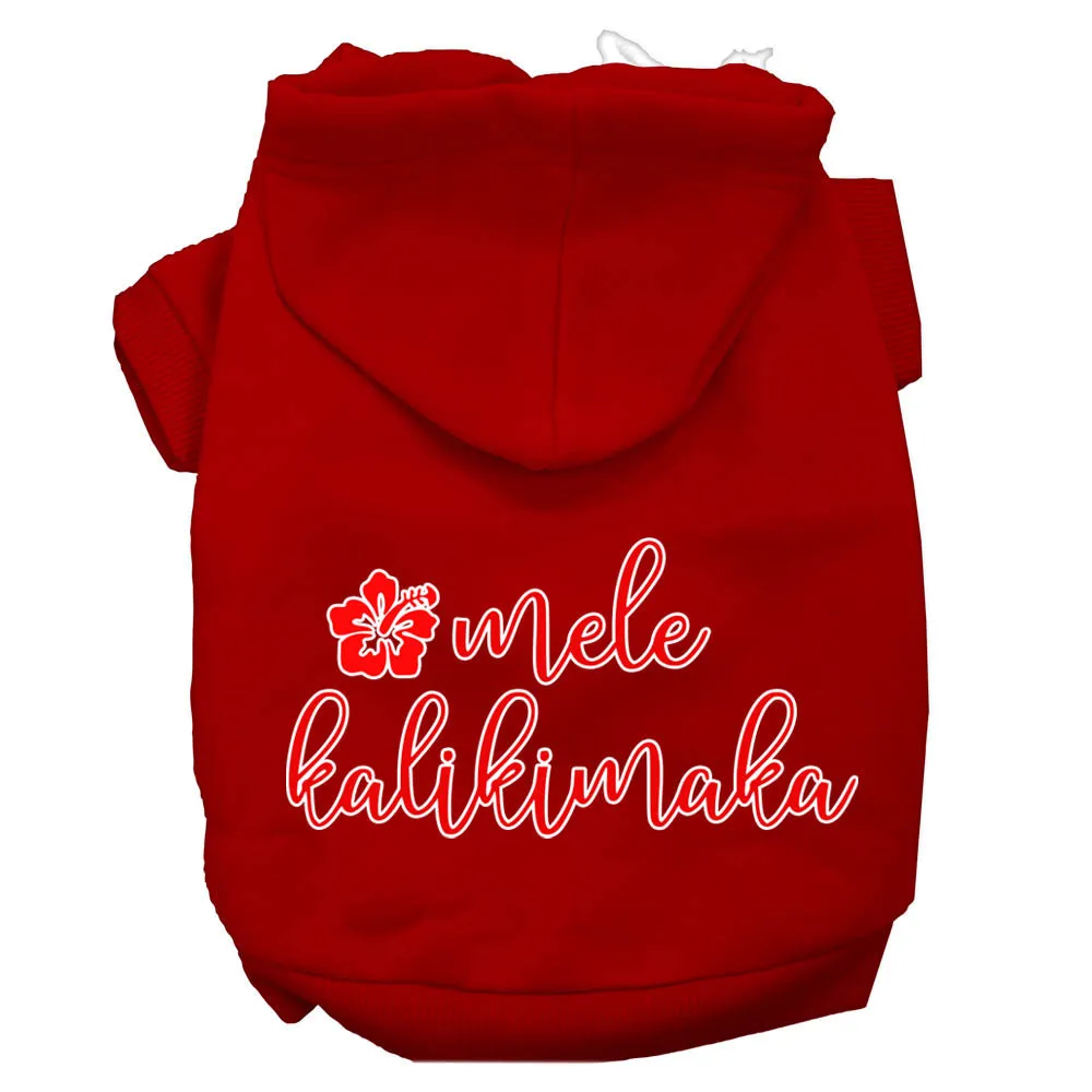 Mele Kalikimaka Screen Print Dog Hoodie Red Xxxl