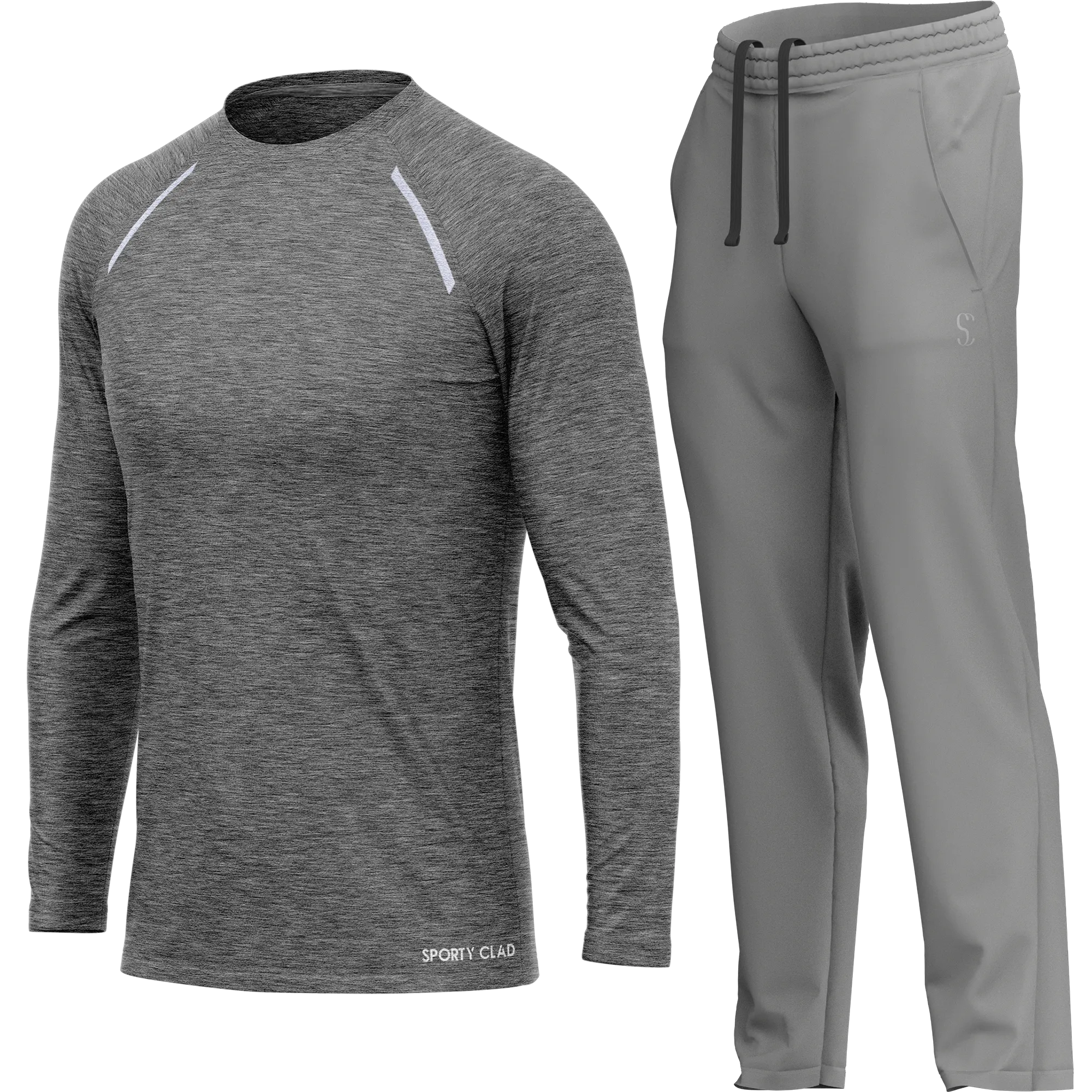 Men's Grey Long Sleeve T Shirt & Light Grey Joggers Set