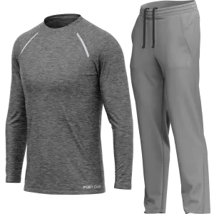 Men's Grey Long Sleeve T Shirt & Light Grey Joggers Set