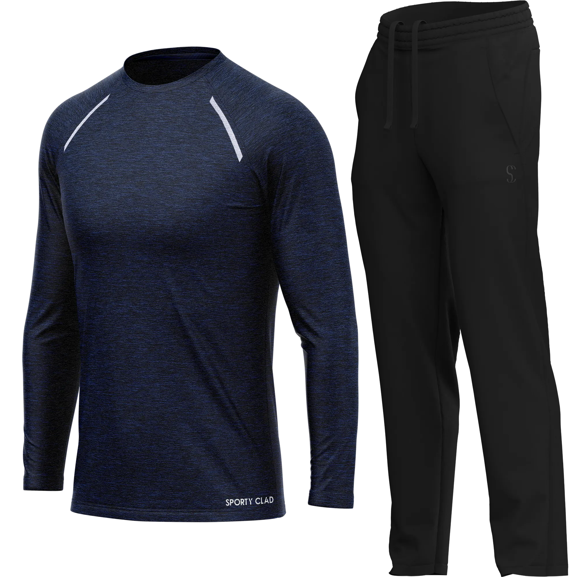 Men's Navy Blue Long Sleeve T Shirt & Black Joggers Set