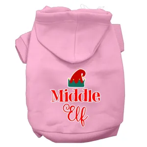 Middle Elf Screen Print Dog Hoodie Light Pink Xxl