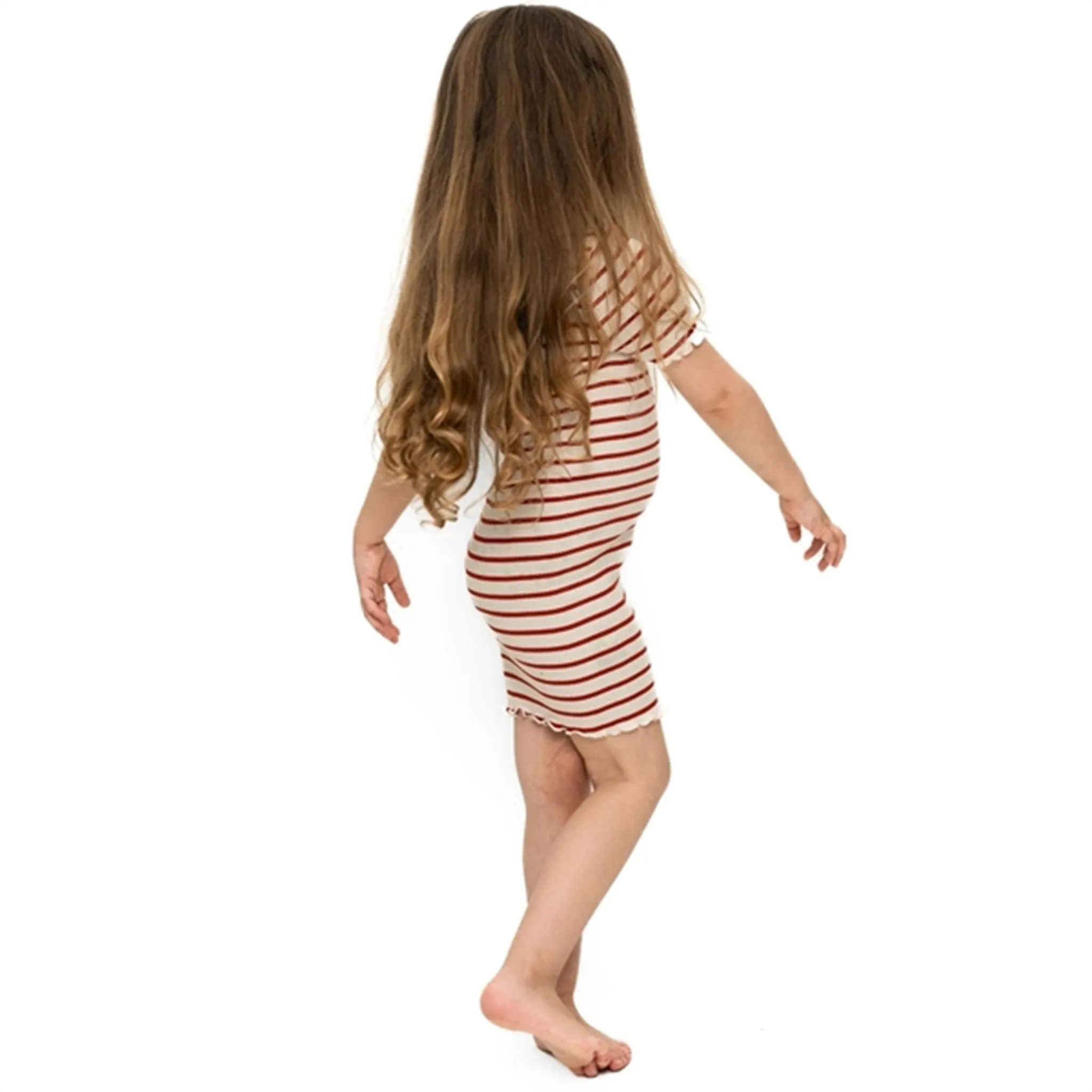 Minimalisma Bird Dress Poppy Red And Cream Stripes