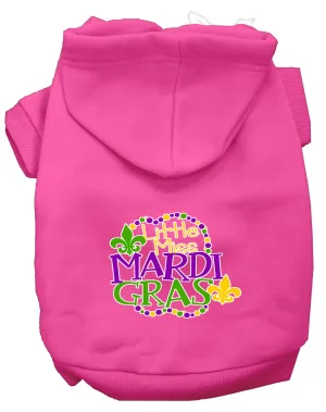 Miss Mardi Gras Screen Print Mardi Gras Dog Hoodie Bright Pink Xl