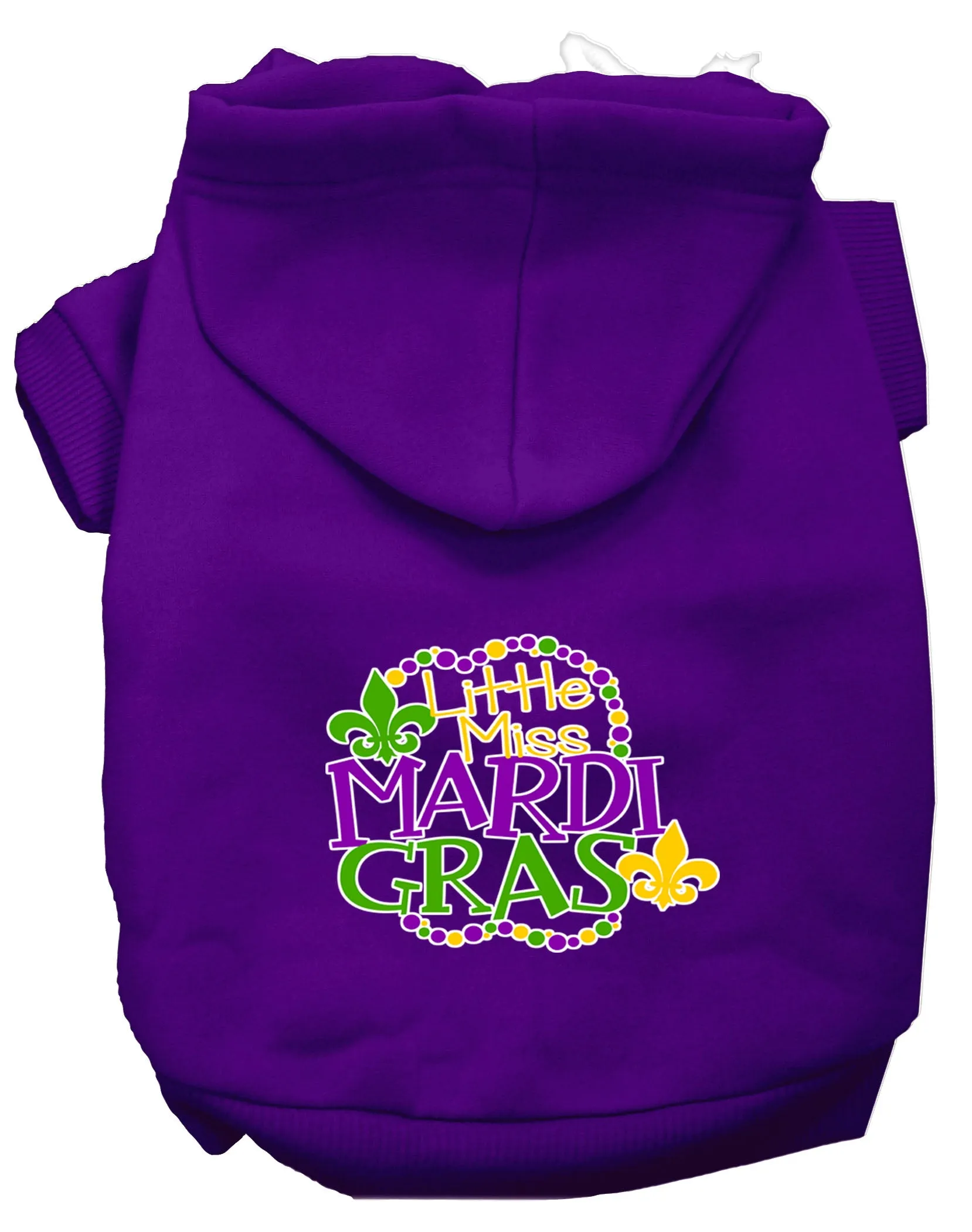 Miss Mardi Gras Screen Print Mardi Gras Dog Hoodie Purple L