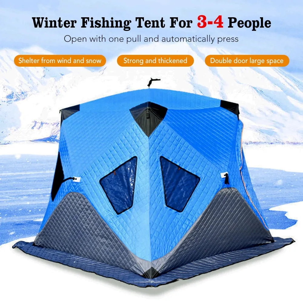 premium Fishing Tent for Winter Camping Upgrade 3-4 Person Outdoor Shelter Portable and Lightweight Angler Tent Waterproof and Warm