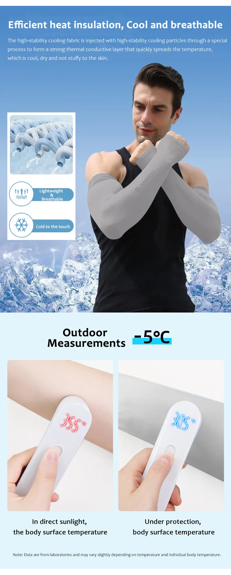 Raw Yarn Mosquito Repellent Ice Sleeves For Men 7A Antibacterial Knitted Ice Silk Outdoor Cycling Fishing Anti UV Arm Sleeves