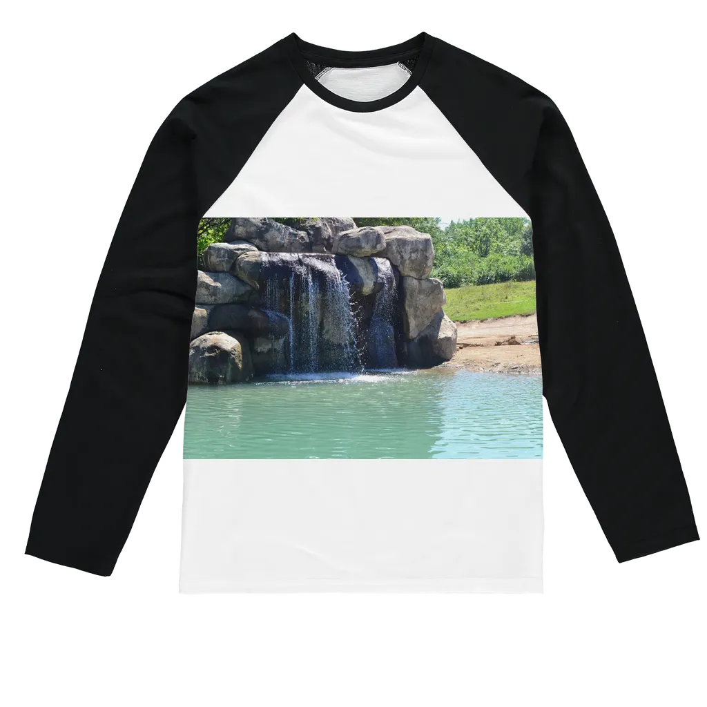 Rock Waterfall Sublimation Baseball Long Sleeve T-Shirt