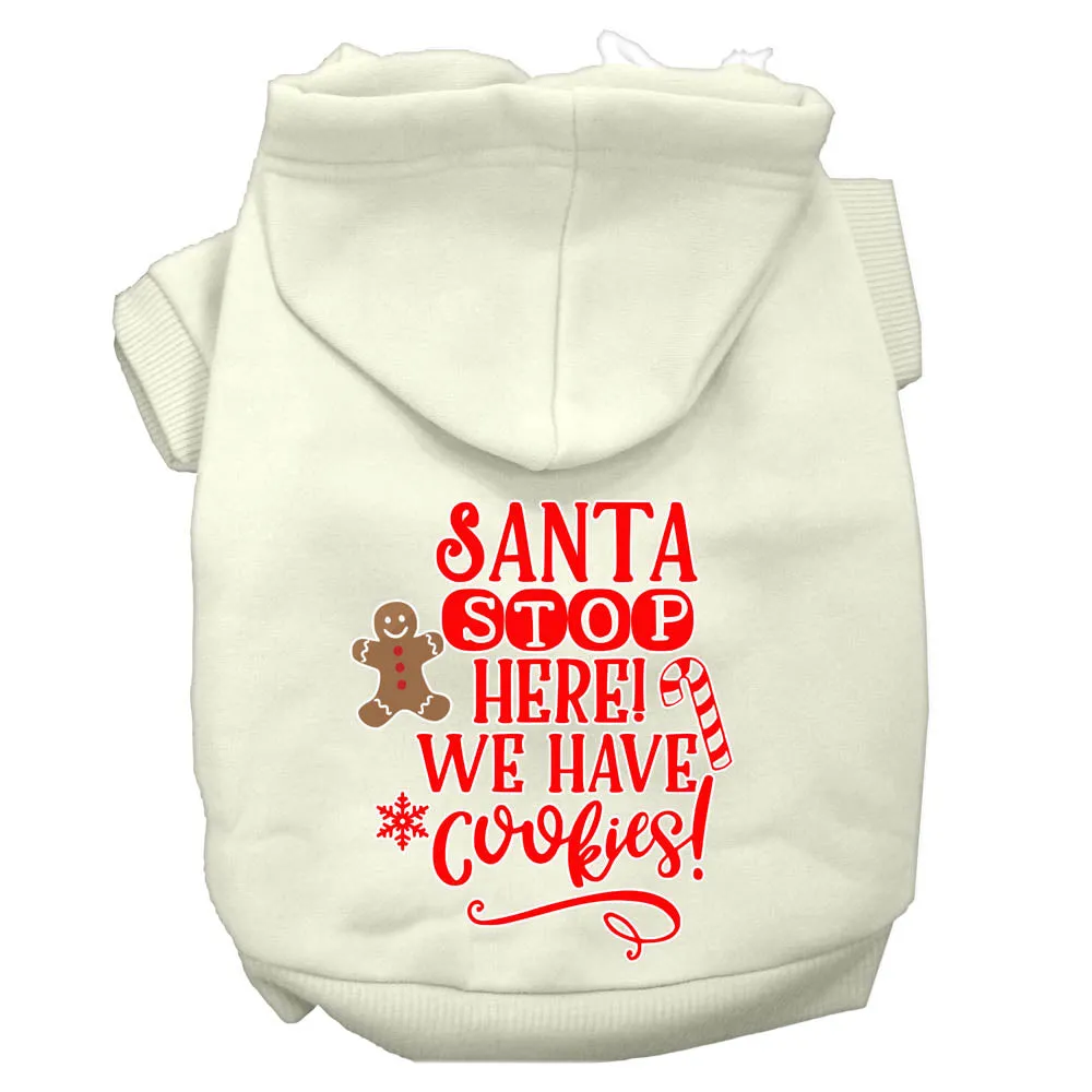 Santa, We Have Cookies Screen Print Dog Hoodie Cream Xl