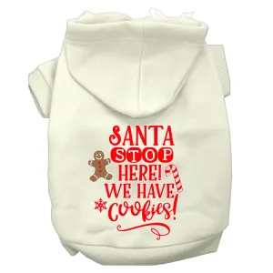 Santa, We Have Cookies Screen Print Dog Hoodie Cream Xl