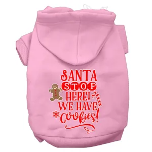 Santa, We Have Cookies Screen Print Dog Hoodie Light Pink Xs