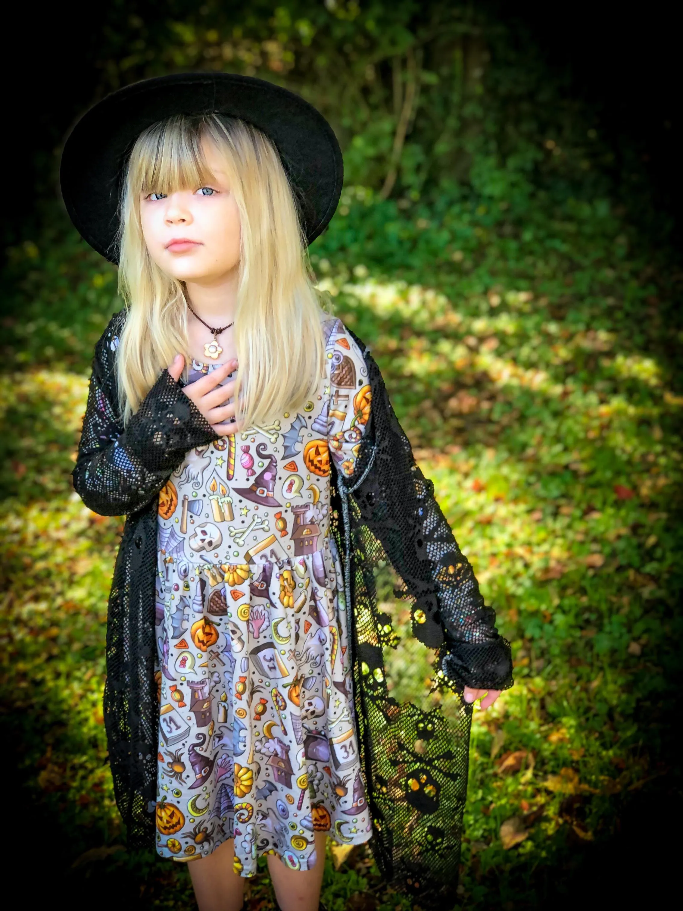 SPOOKY SHORT SLEEVES TWIRL DRESS