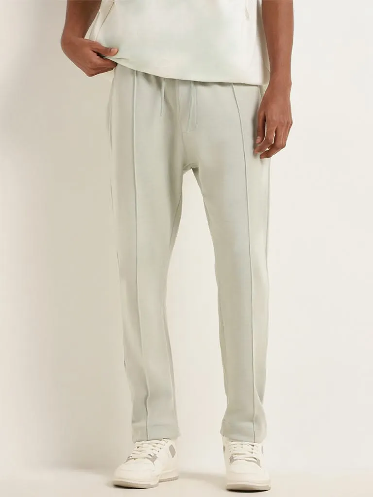 Studiofit Green Front-Seam Cotton Blend Relaxed Fit Track Pants