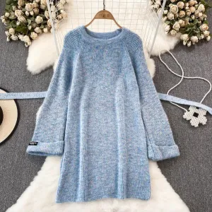 sweater skirt women's A-line knitted dress    S4087