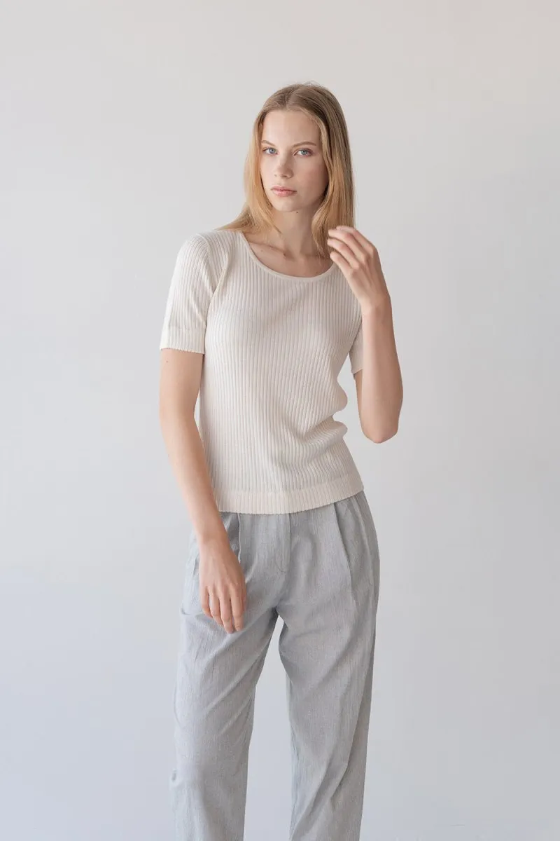 Tailored Cuffed Pants in Washi Cotton Blend