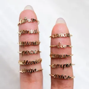 Thin Open Gold Zodiac Rings