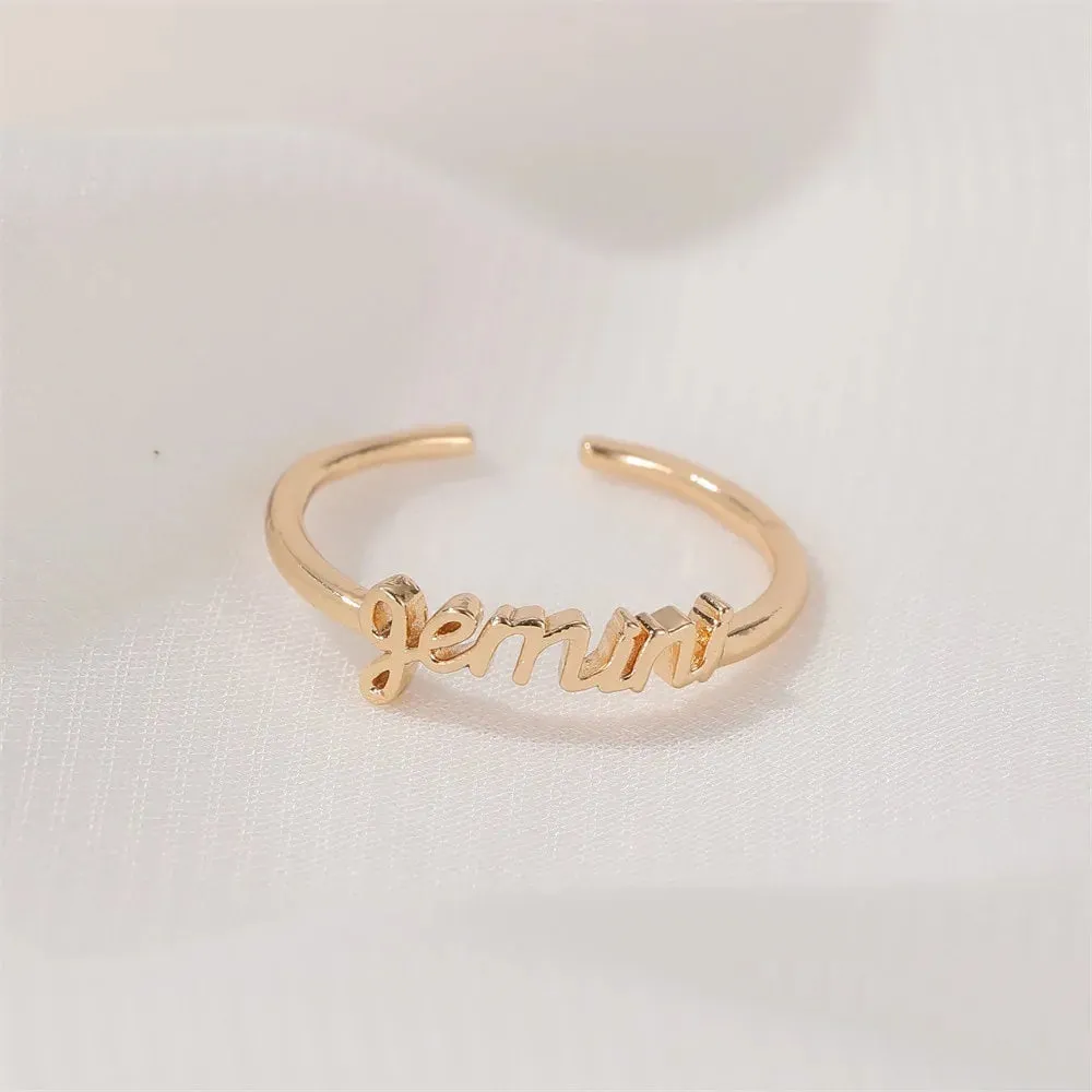 Thin Open Gold Zodiac Rings