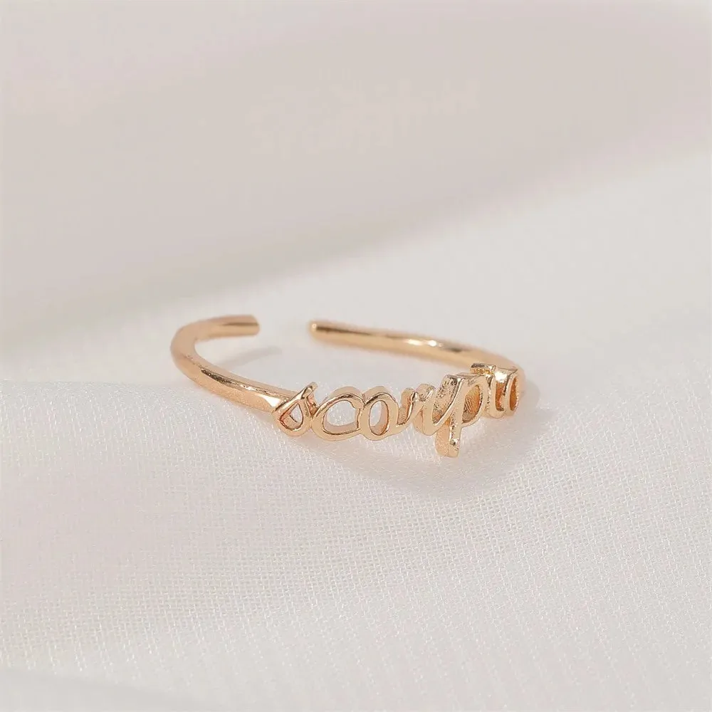 Thin Open Gold Zodiac Rings