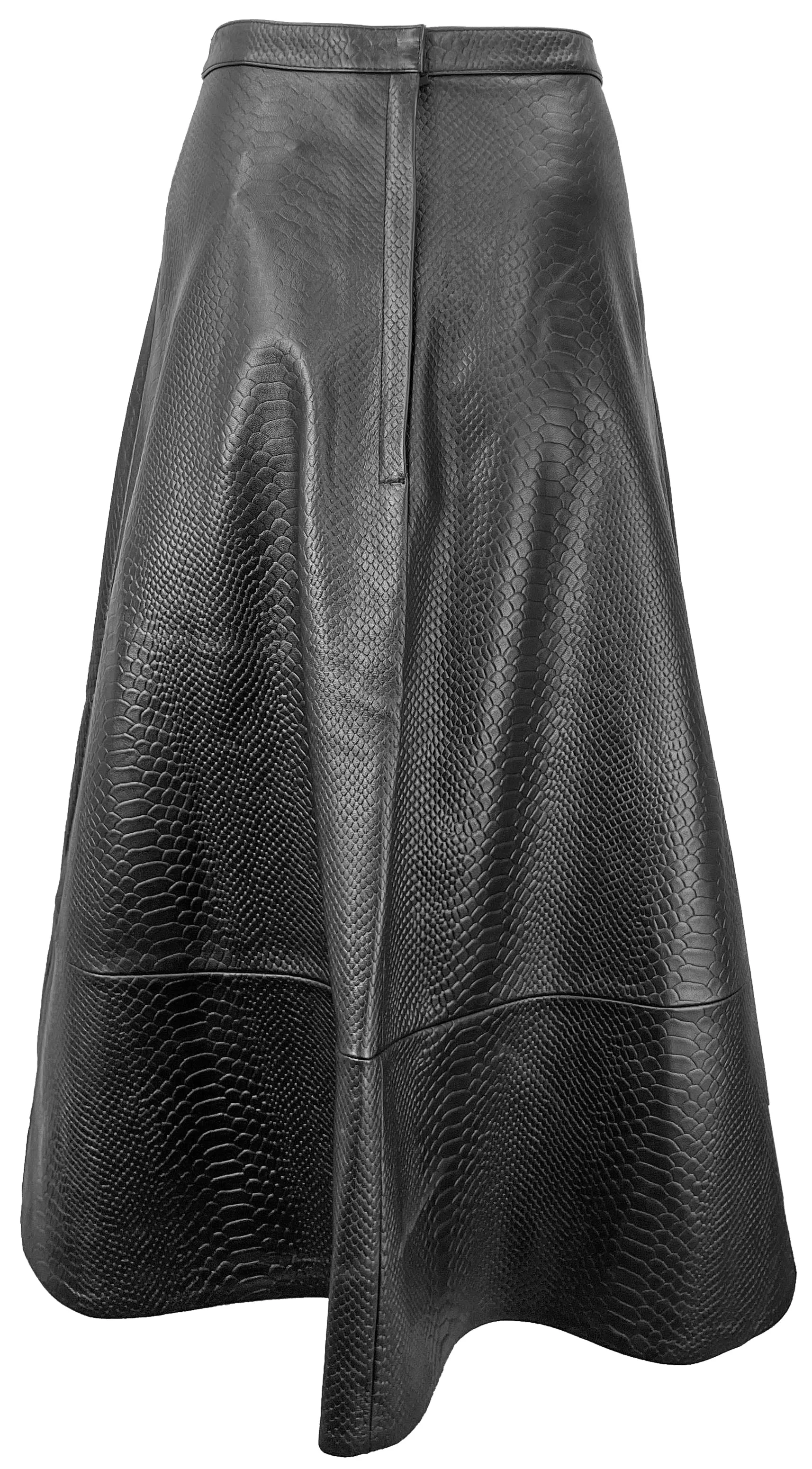 Tibi Python Embossed Circle Skirt in Black