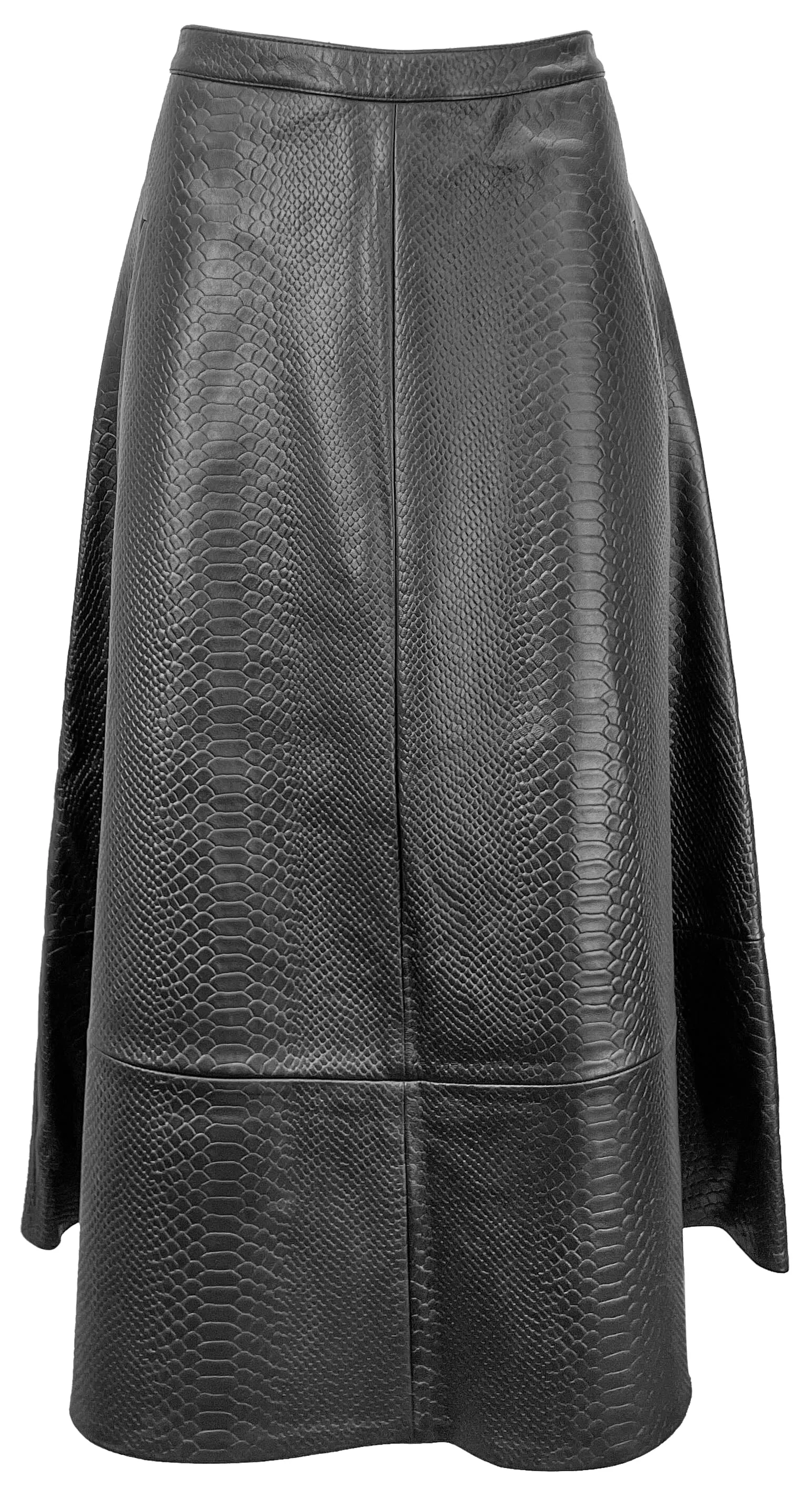 Tibi Python Embossed Circle Skirt in Black