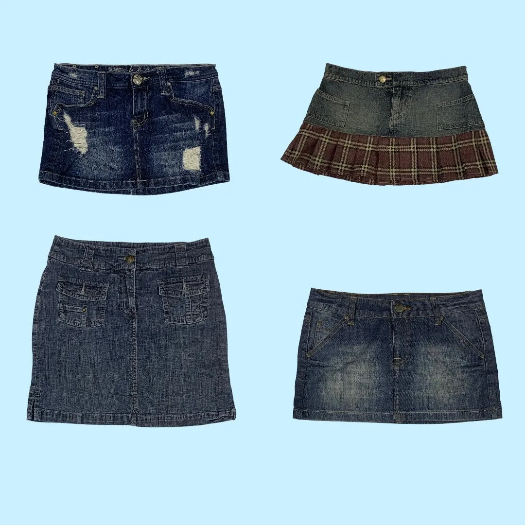 Vintage Y2K Denim Mini Skirts Lot - 100 Pcs for Resellers!