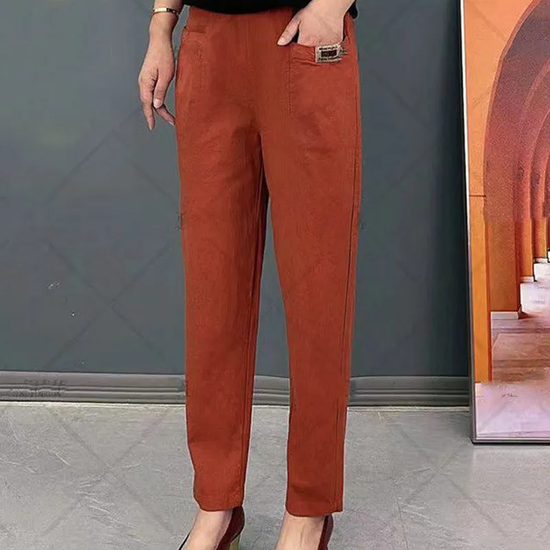 Women's Elastic Waist Cotton Pants