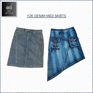 Y2K DENIM MIDI SKIRTS BUNDLE 2 - 20 PCS